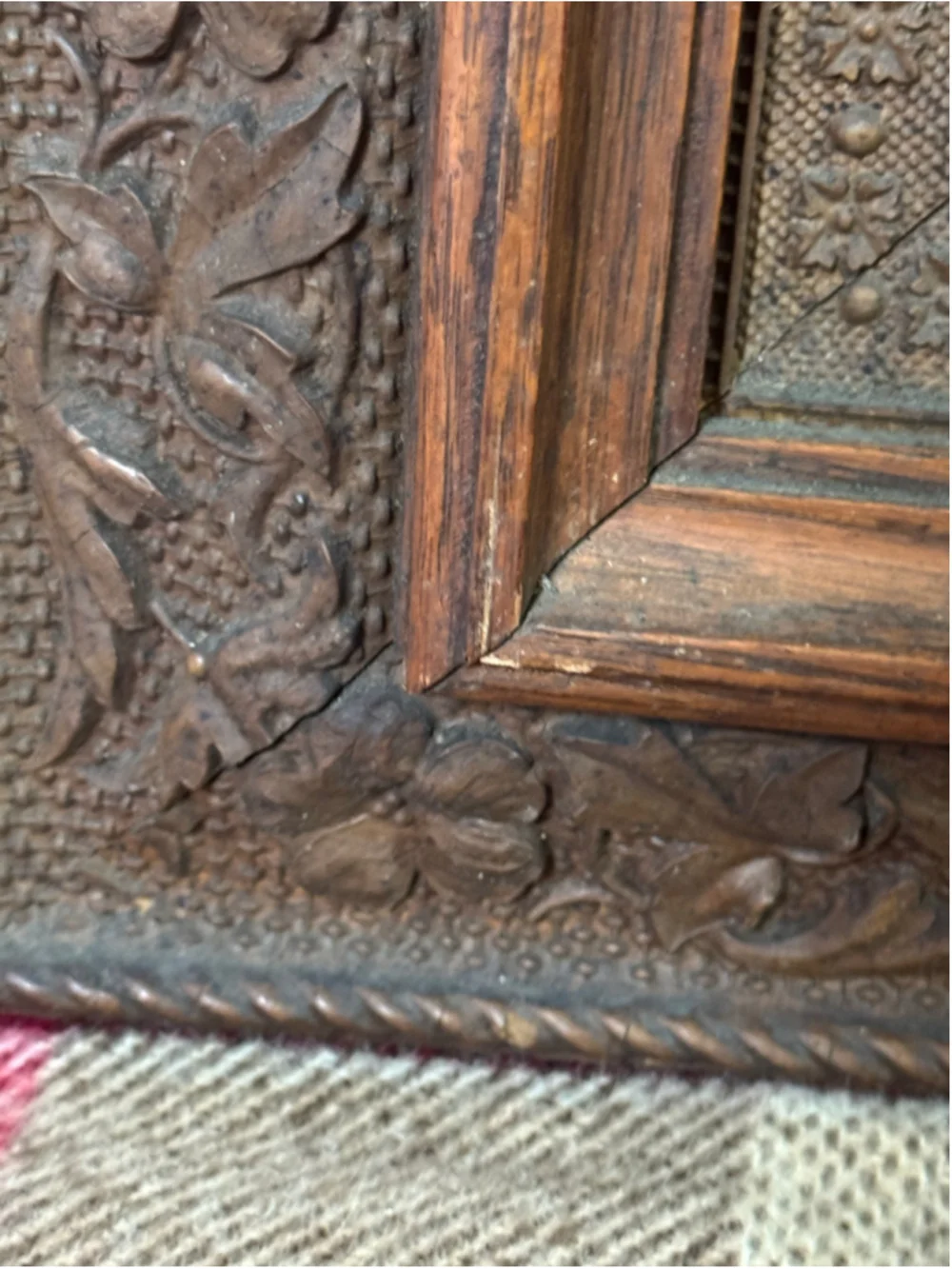 Antique Victorian Eastlake Picture Frame Ornate Floral Compo Wood 20x18